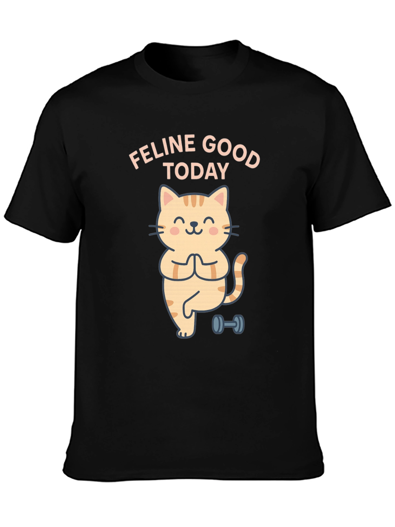Feline Good Today Cat Yoga Black T-Shirt