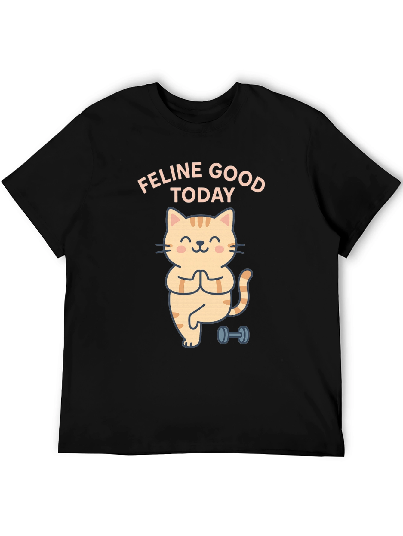Feline Good Today Cat Yoga Black T-Shirt