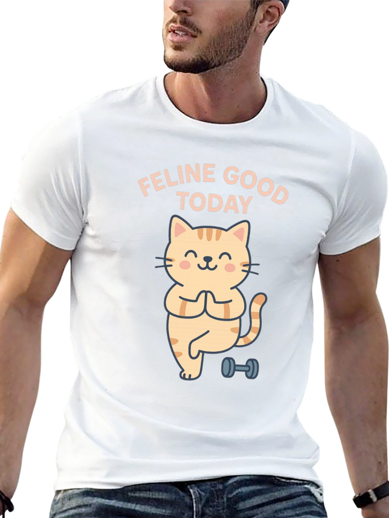 Feline Good Today Cat Yoga Black T-Shirt