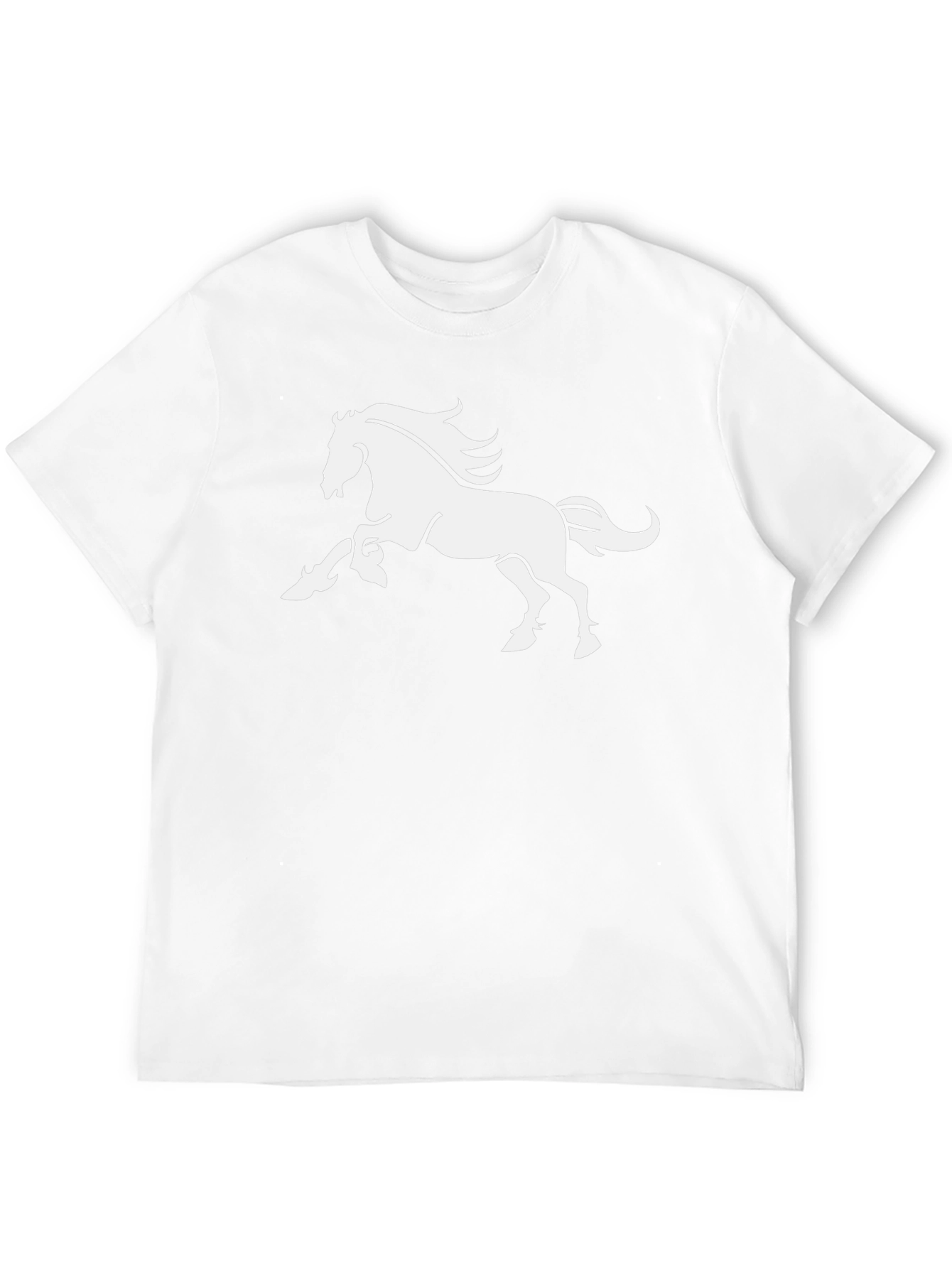 Bold Black Tee with Majestic White Horse Graphic