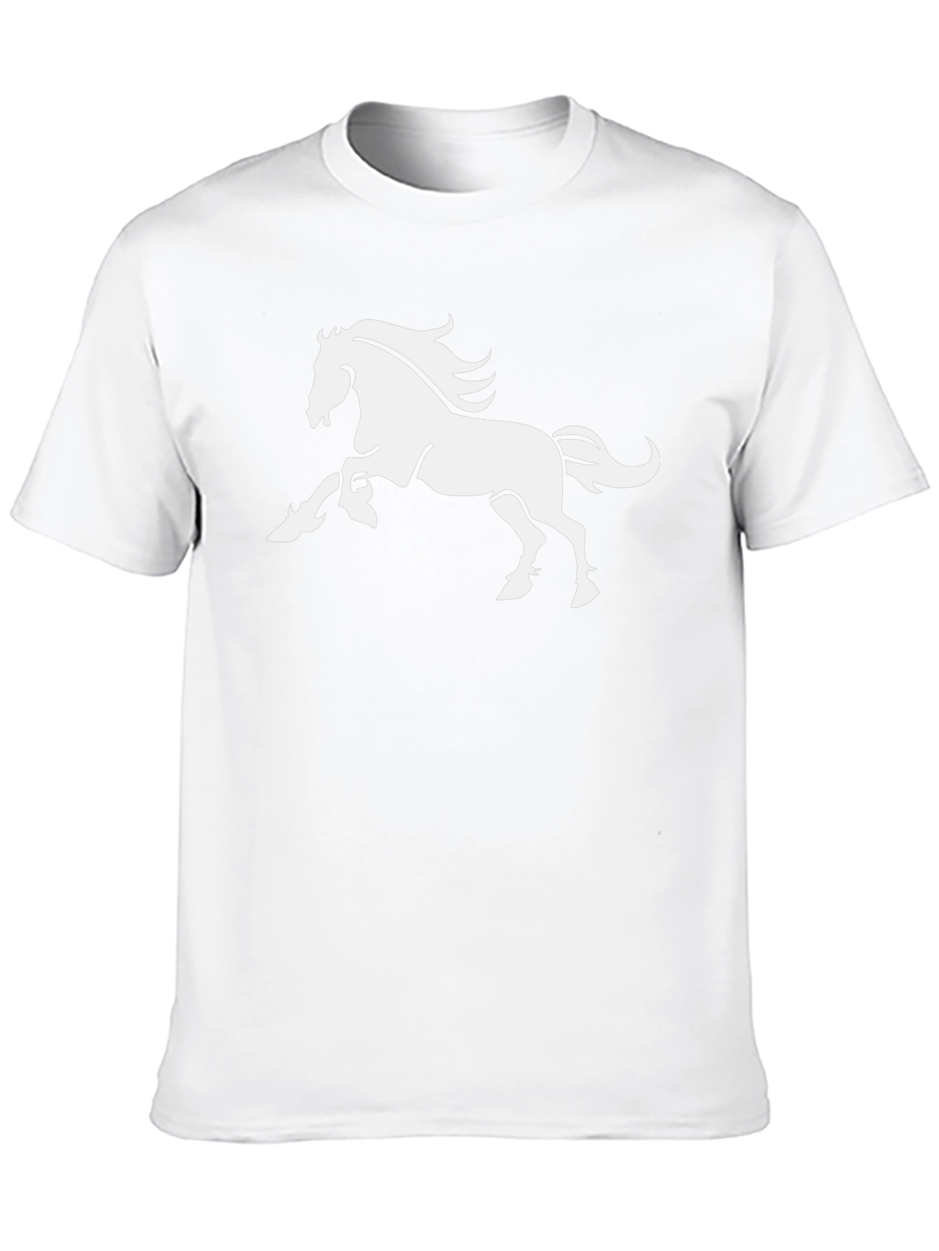 Bold Black Tee with Majestic White Horse Graphic