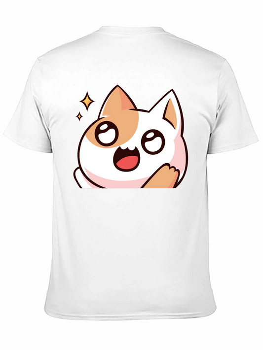 Cute Cartoon Cat Graphic Black T-Shirt