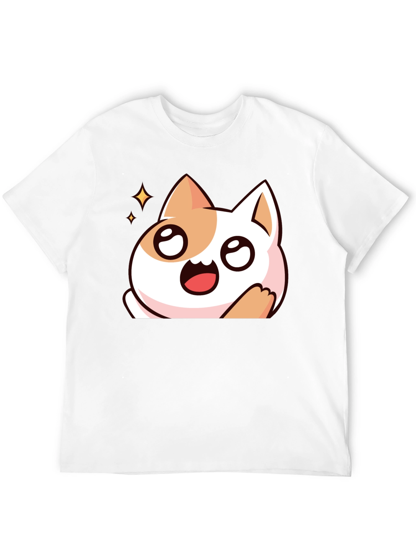 Cute Cartoon Cat Graphic Black T-Shirt