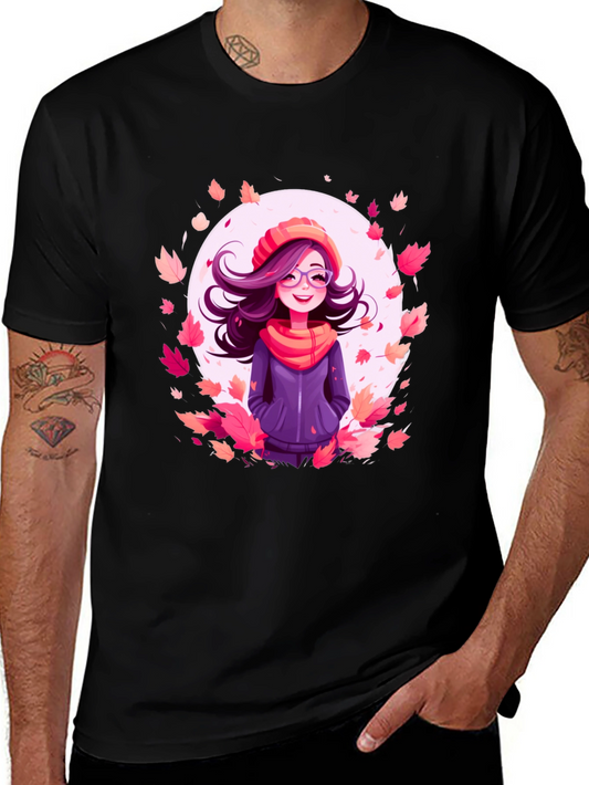 Autumn Girl Graphic Tee - Black T-Shirt