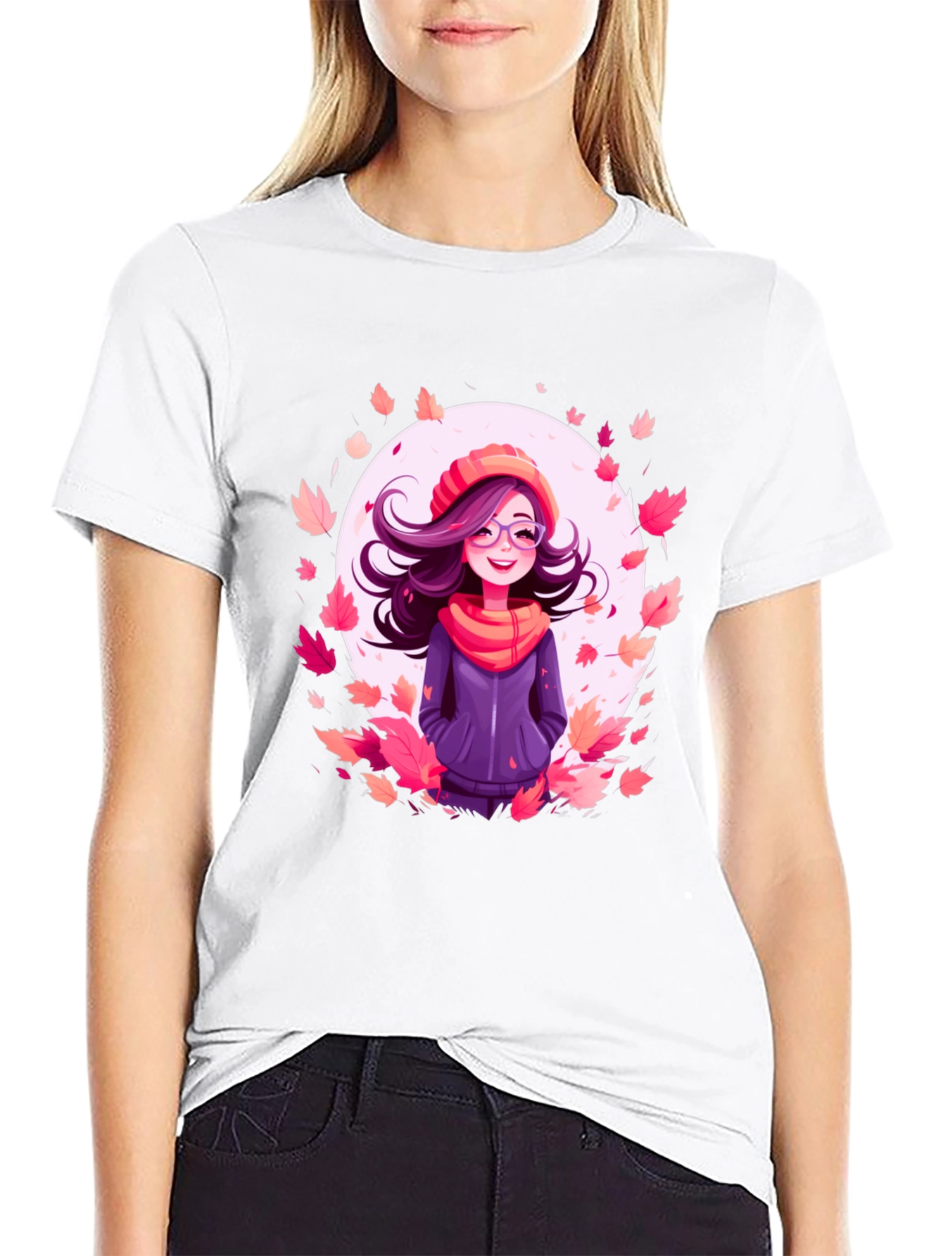 Autumn Girl Graphic Tee - Black T-Shirt