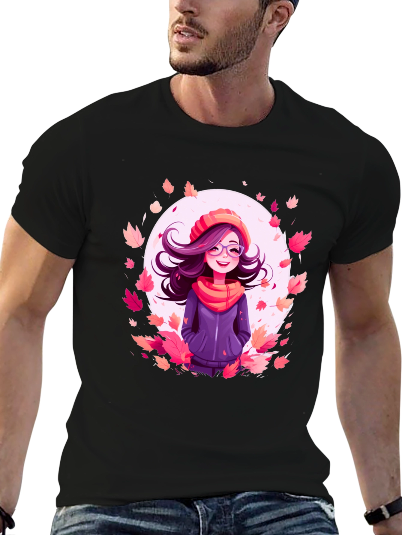 Autumn Girl Graphic Tee - Black T-Shirt