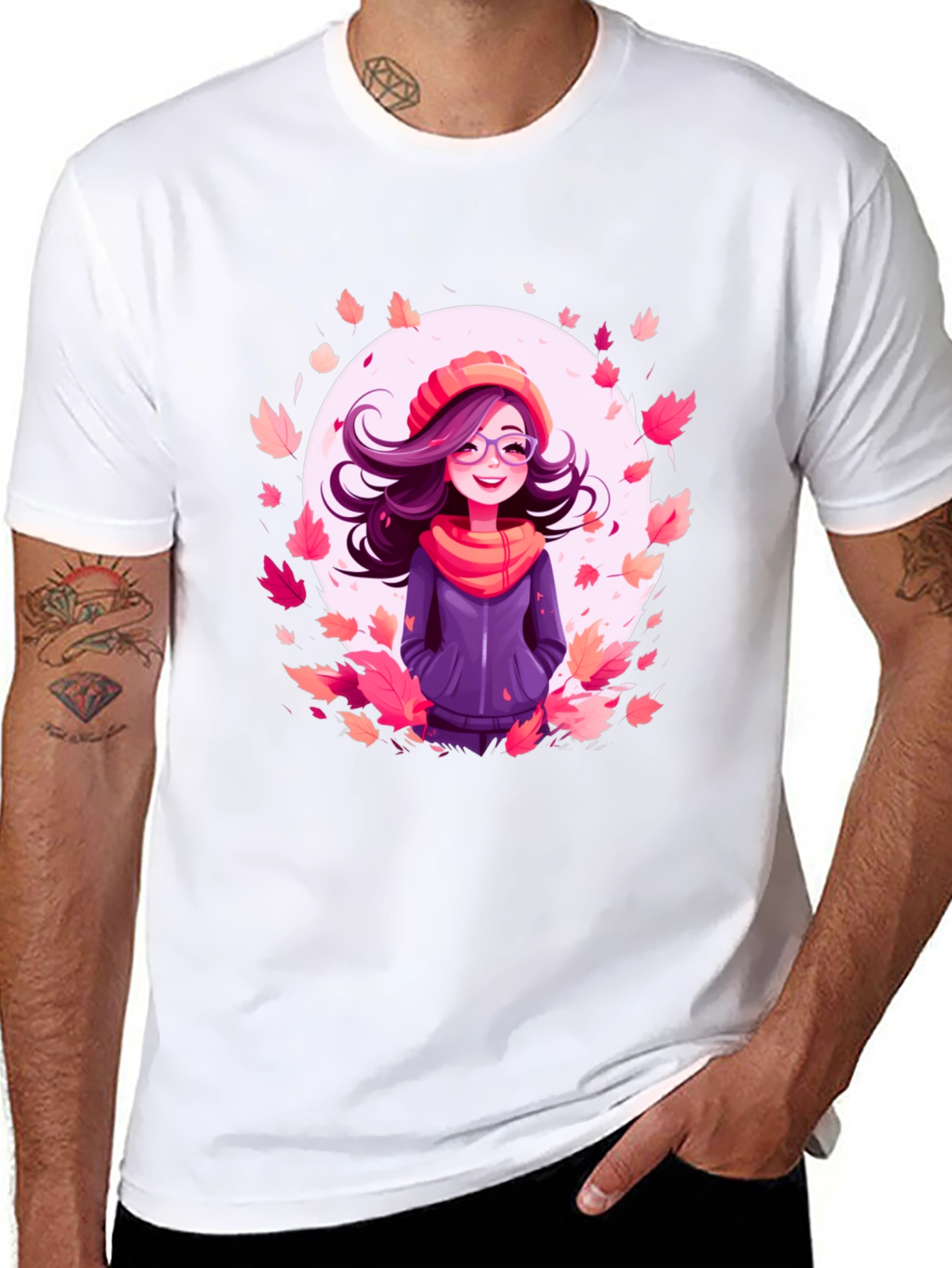 Autumn Girl Graphic Tee - Black T-Shirt