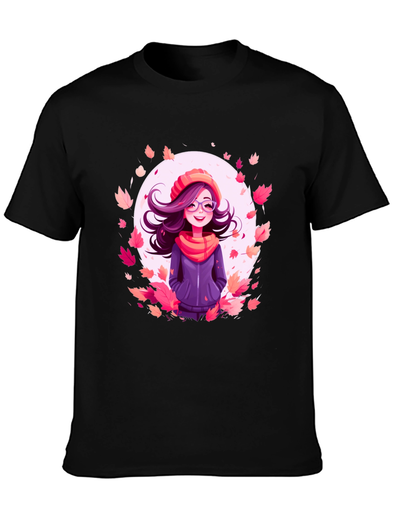 Autumn Girl Graphic Tee - Black T-Shirt