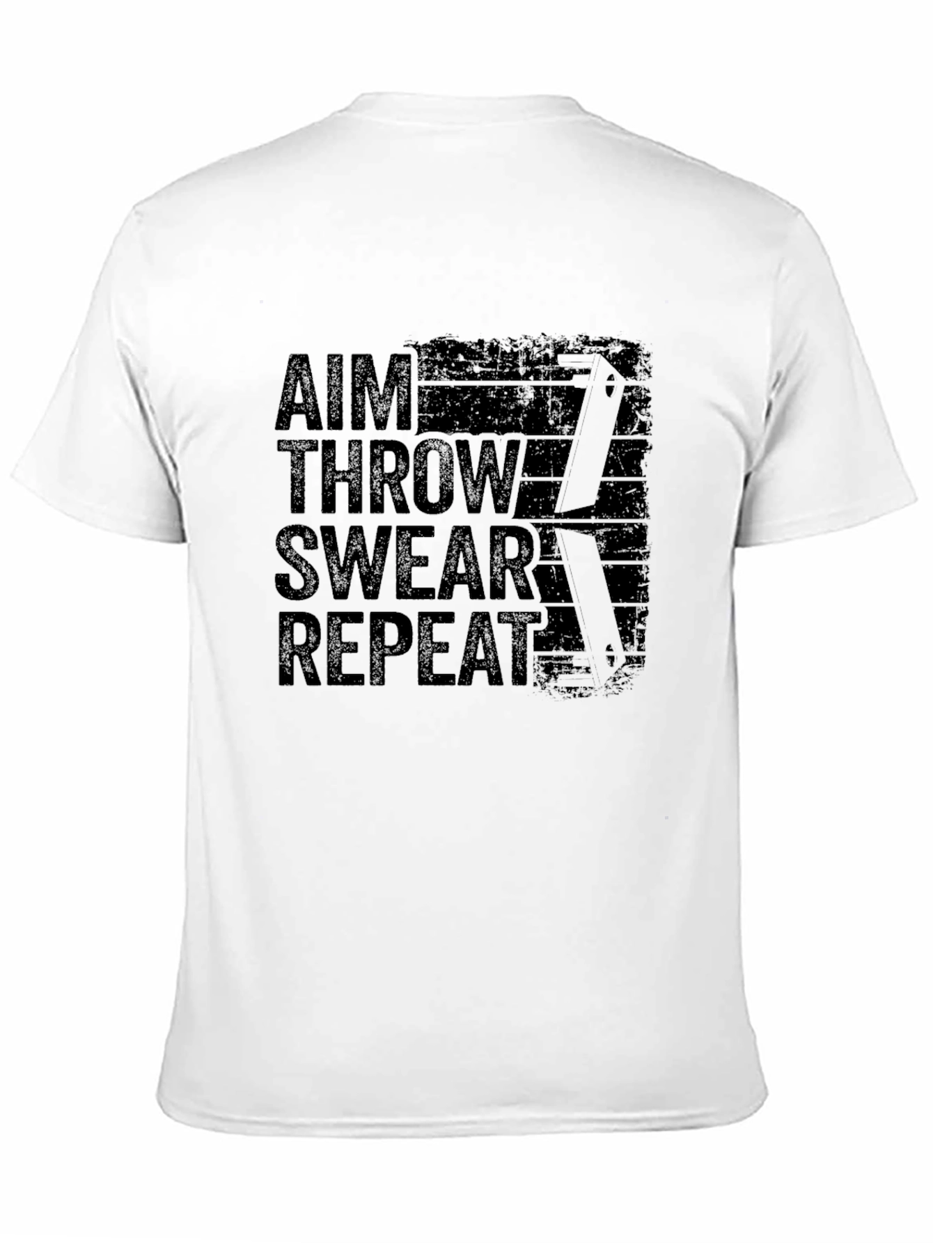 Aim Throw Swear Repeat - Mens Black T-Shirt