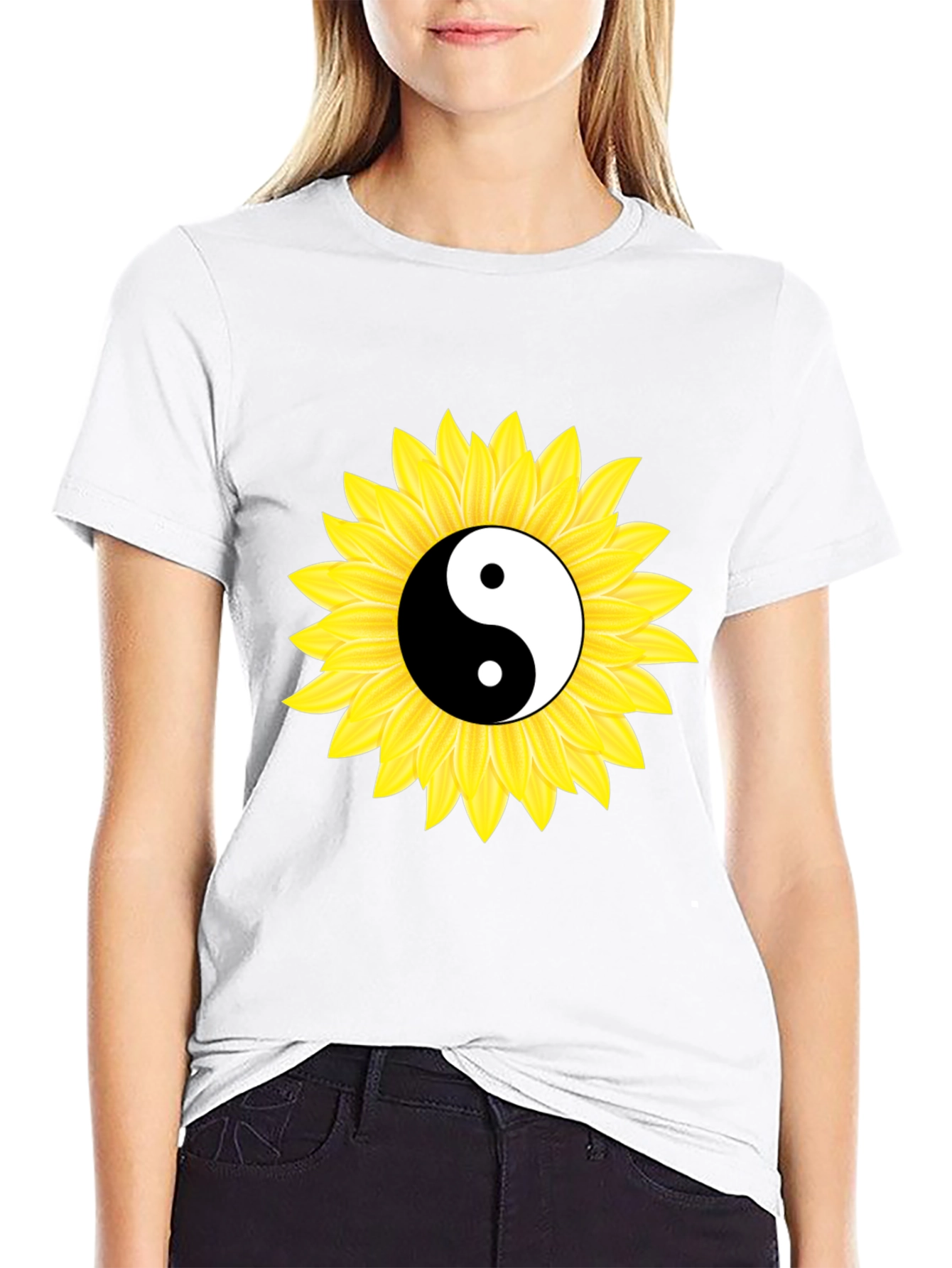 Yin Yang Sunflower Graphic Tee