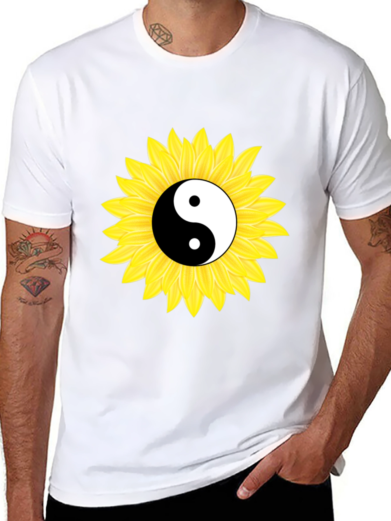 Yin Yang Sunflower Graphic Tee