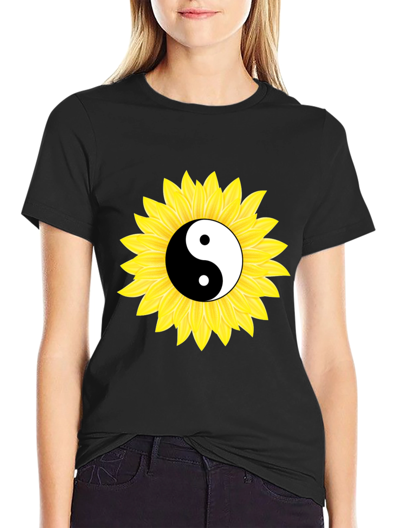 Yin Yang Sunflower Graphic Tee