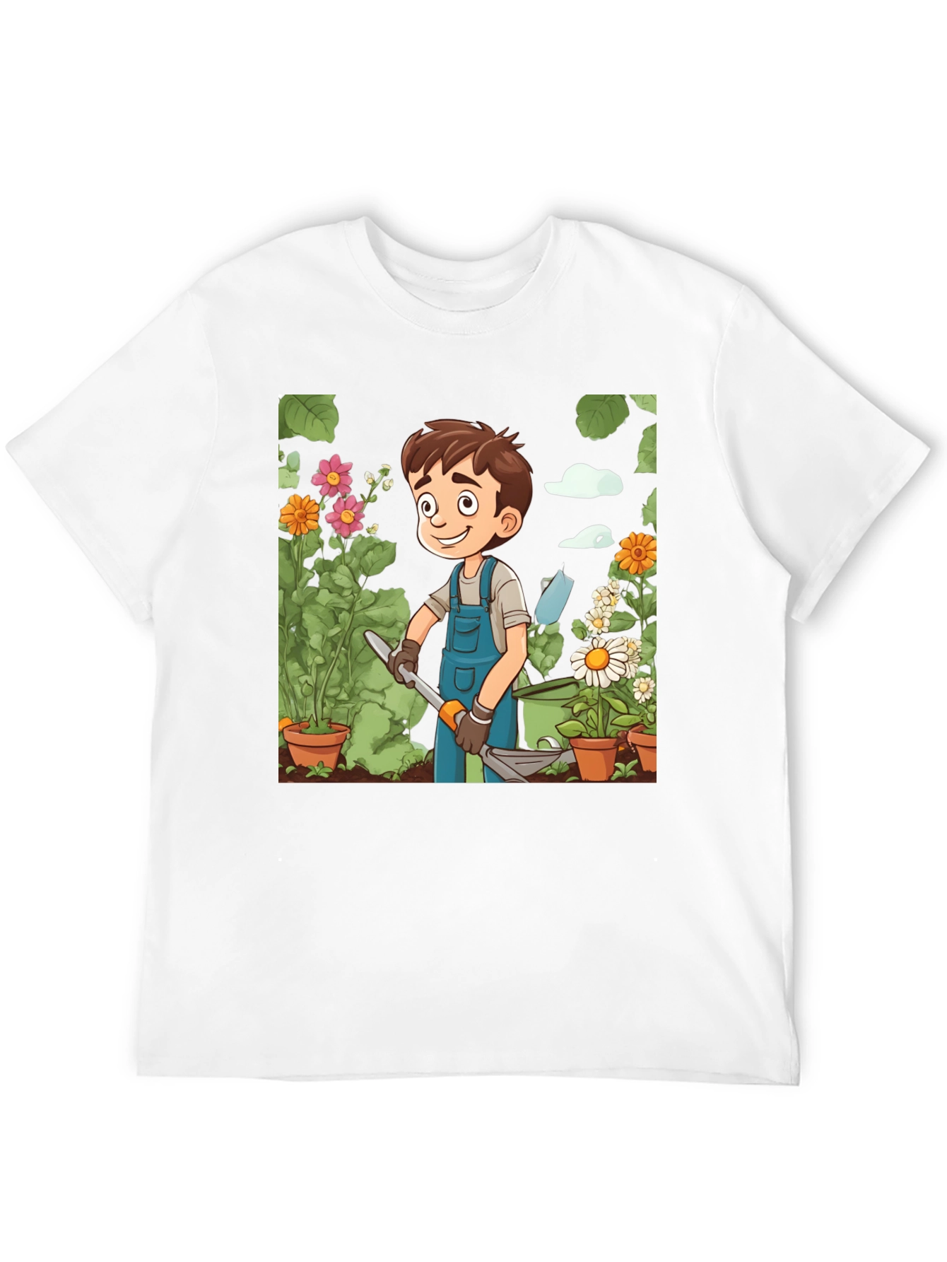 Gardener Boy Graphic Tee - Black Cotton T-Shirt