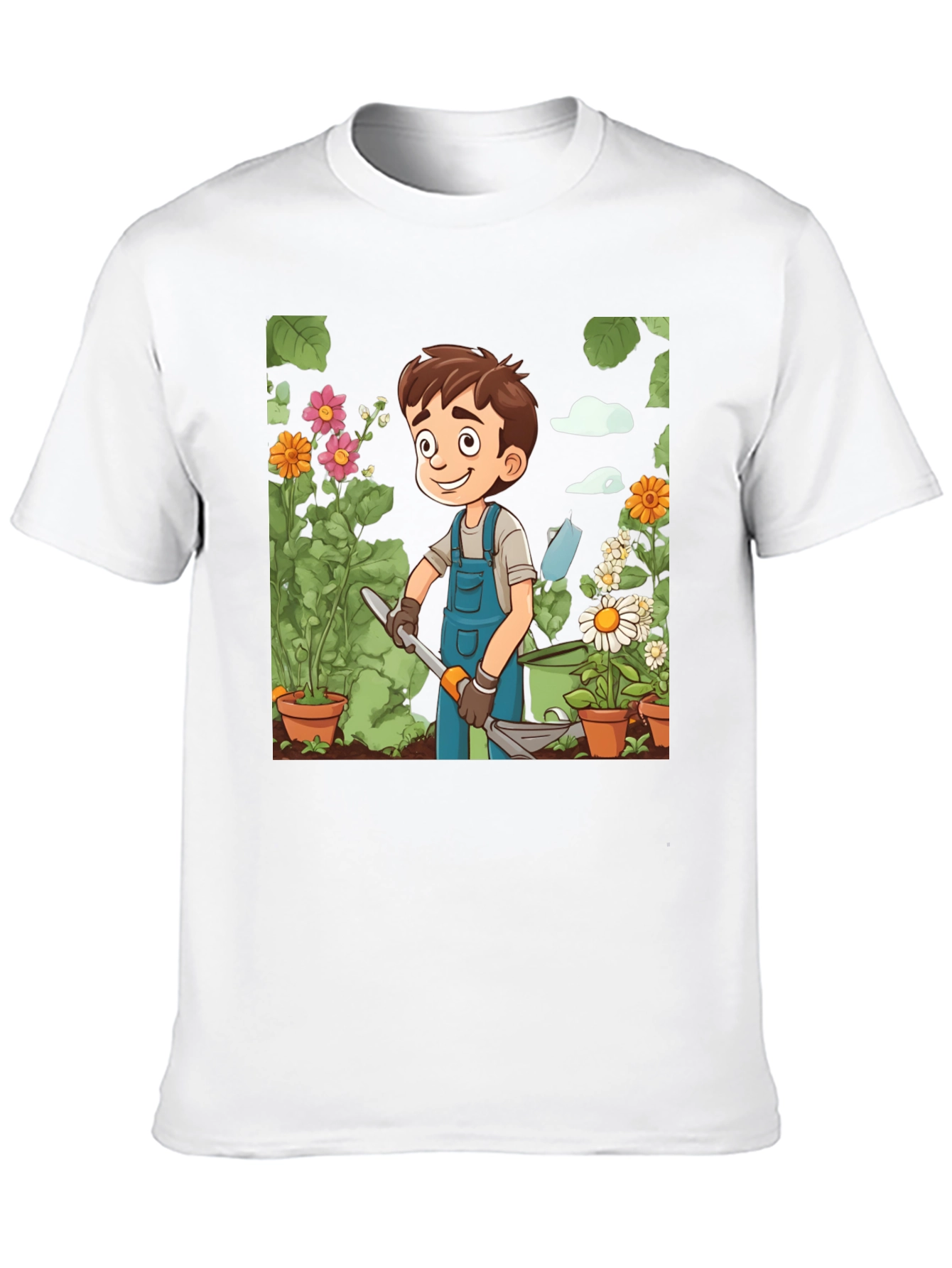 Gardener Boy Graphic Tee - Black Cotton T-Shirt