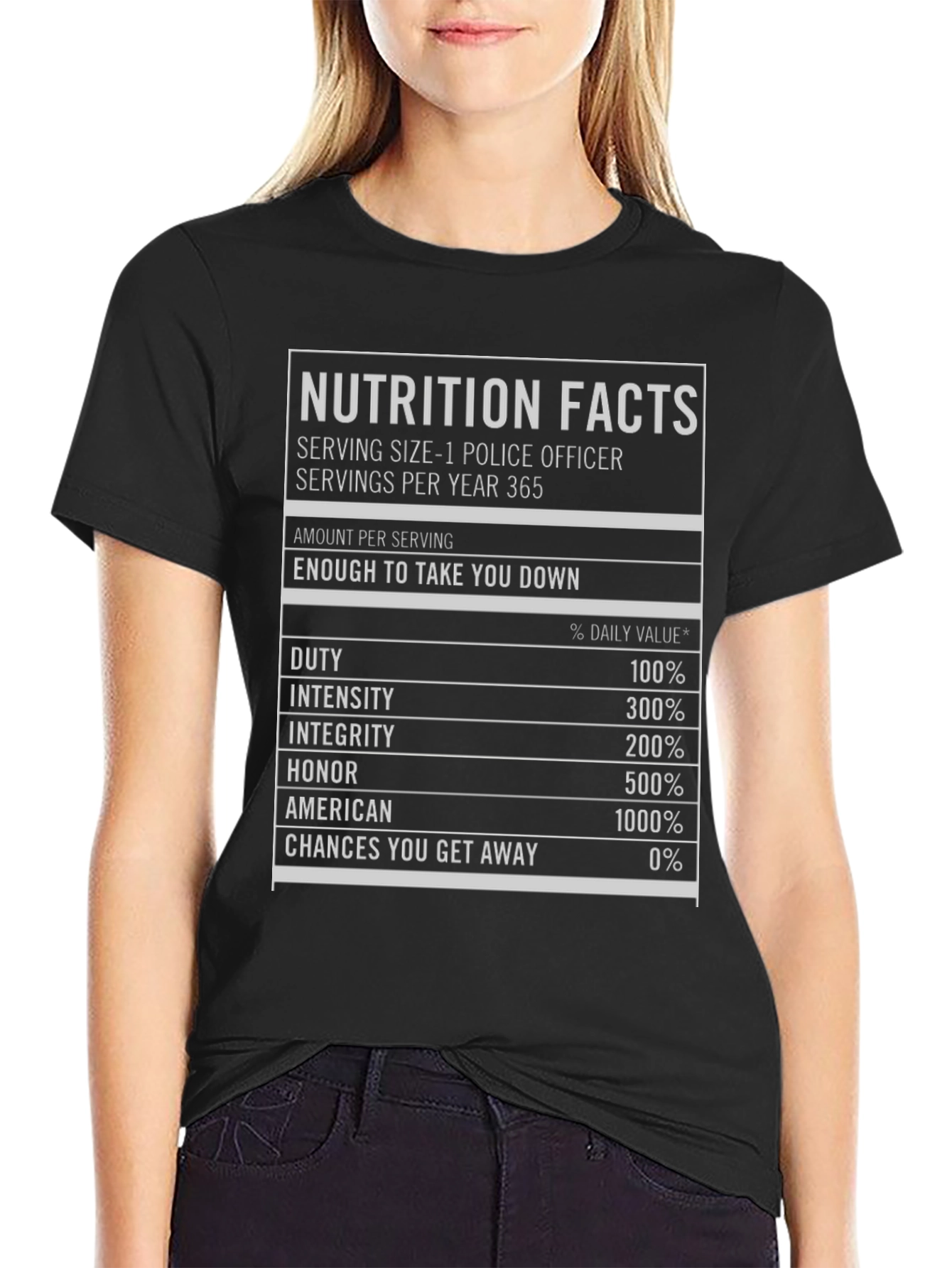 Nutrition Facts Police Officer T-Shirt