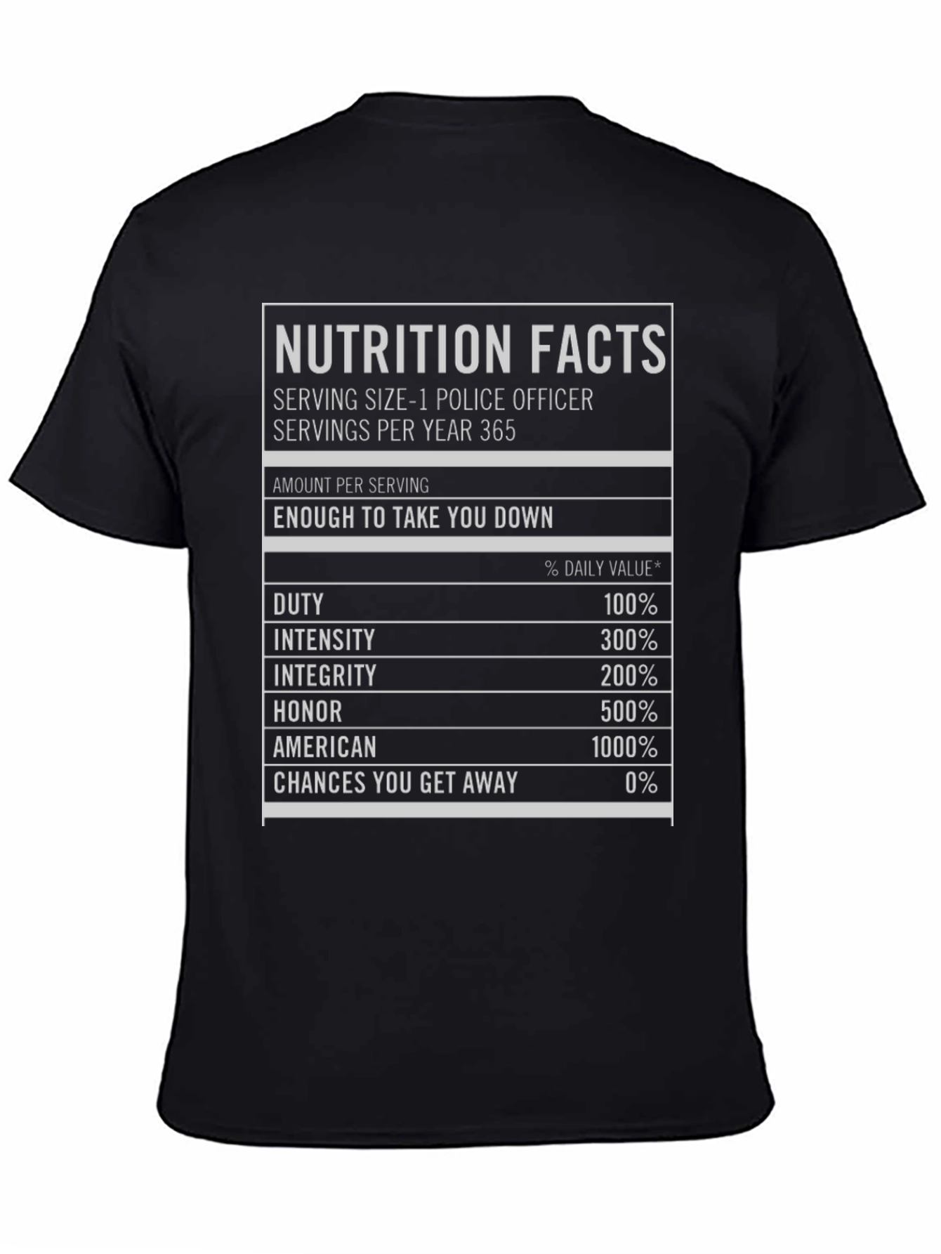Nutrition Facts Police Officer T-Shirt