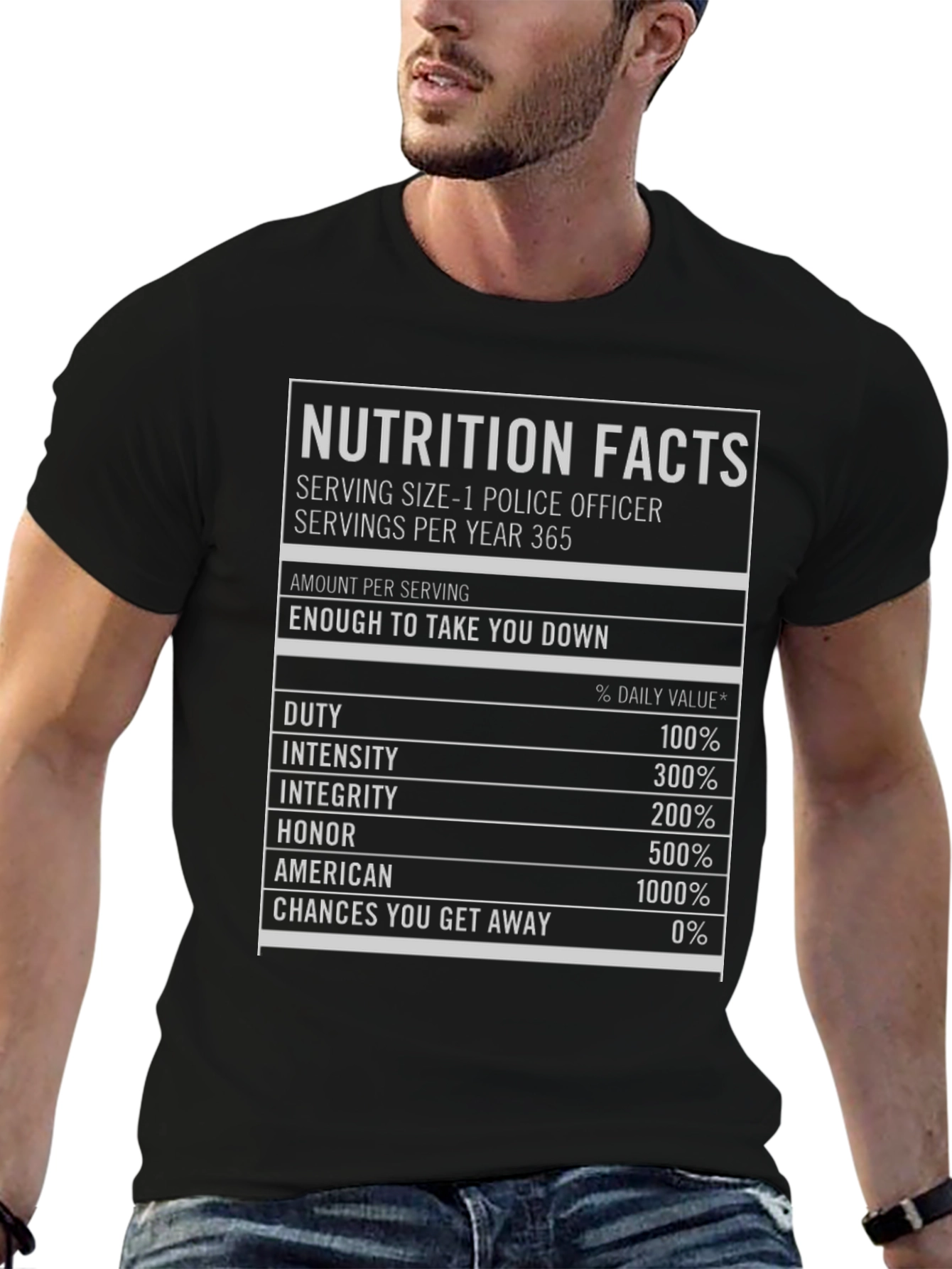 Nutrition Facts Police Officer T-Shirt