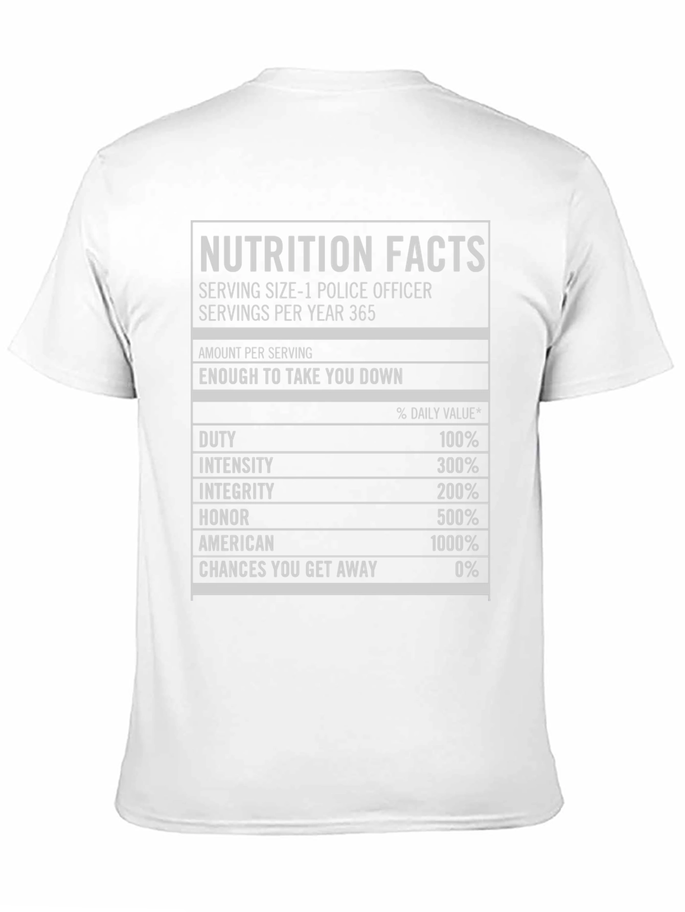 Nutrition Facts Police Officer T-Shirt