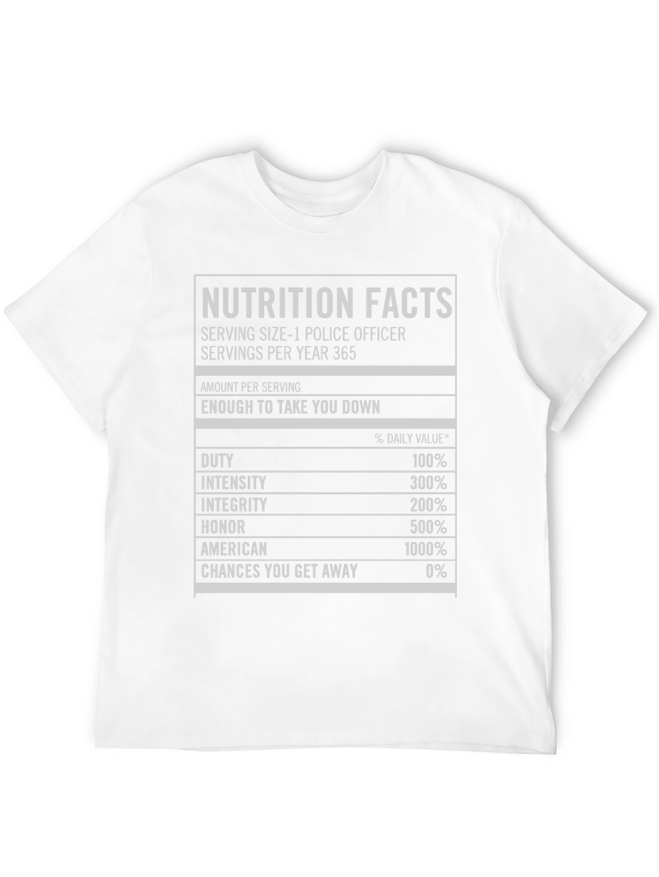 Nutrition Facts Police Officer T-Shirt