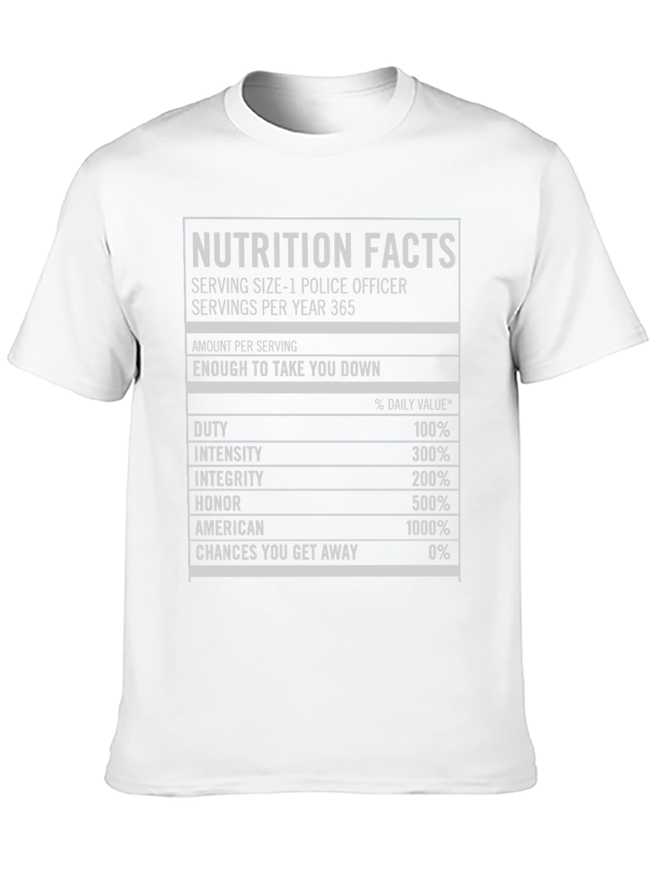 Nutrition Facts Police Officer T-Shirt