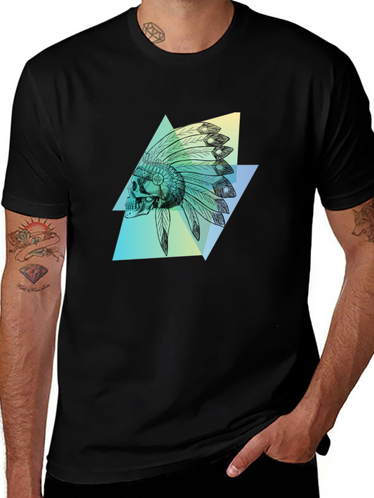 Skull Headdress Graphic Tee - Black