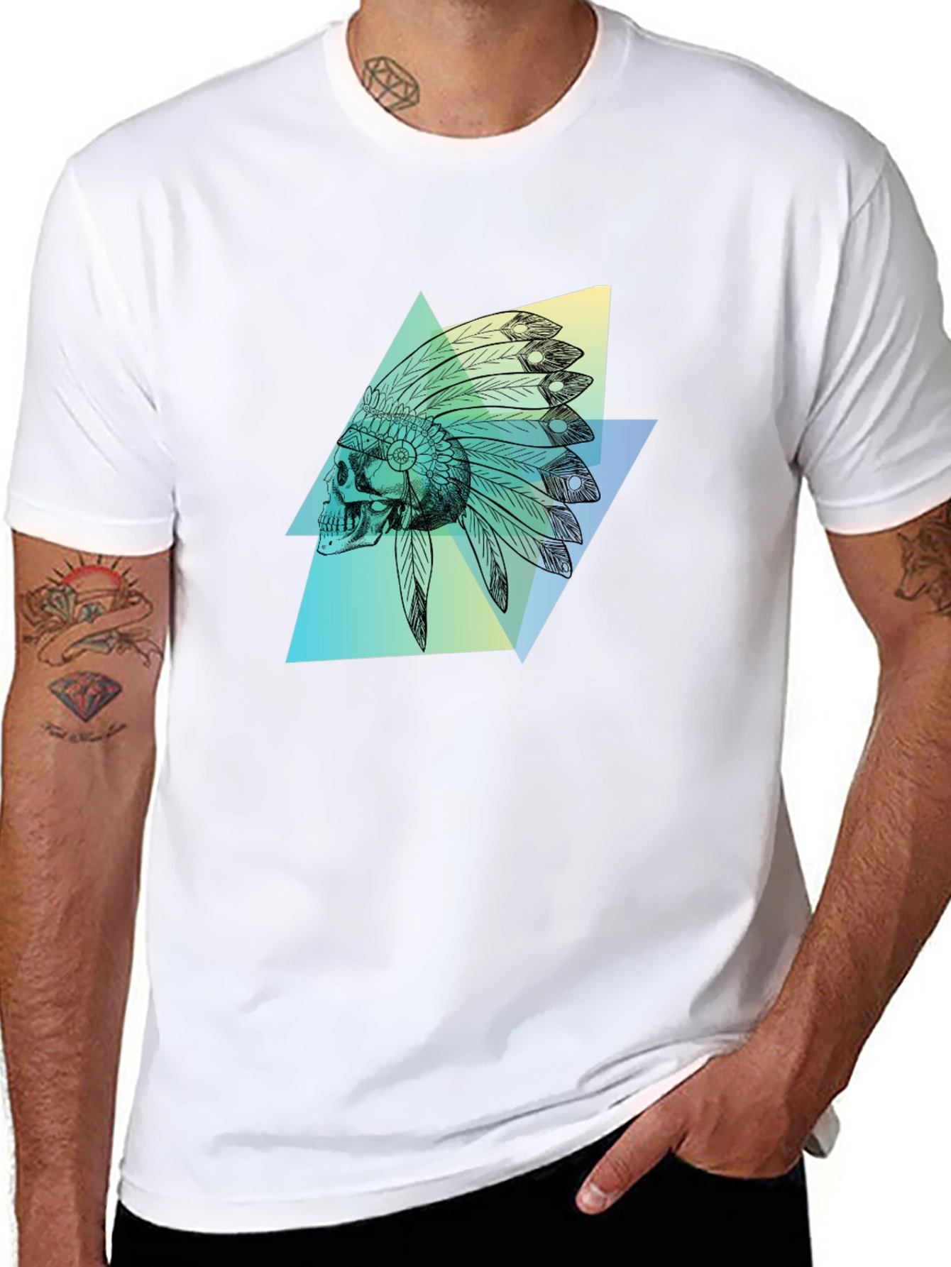 Skull Headdress Graphic Tee - Black