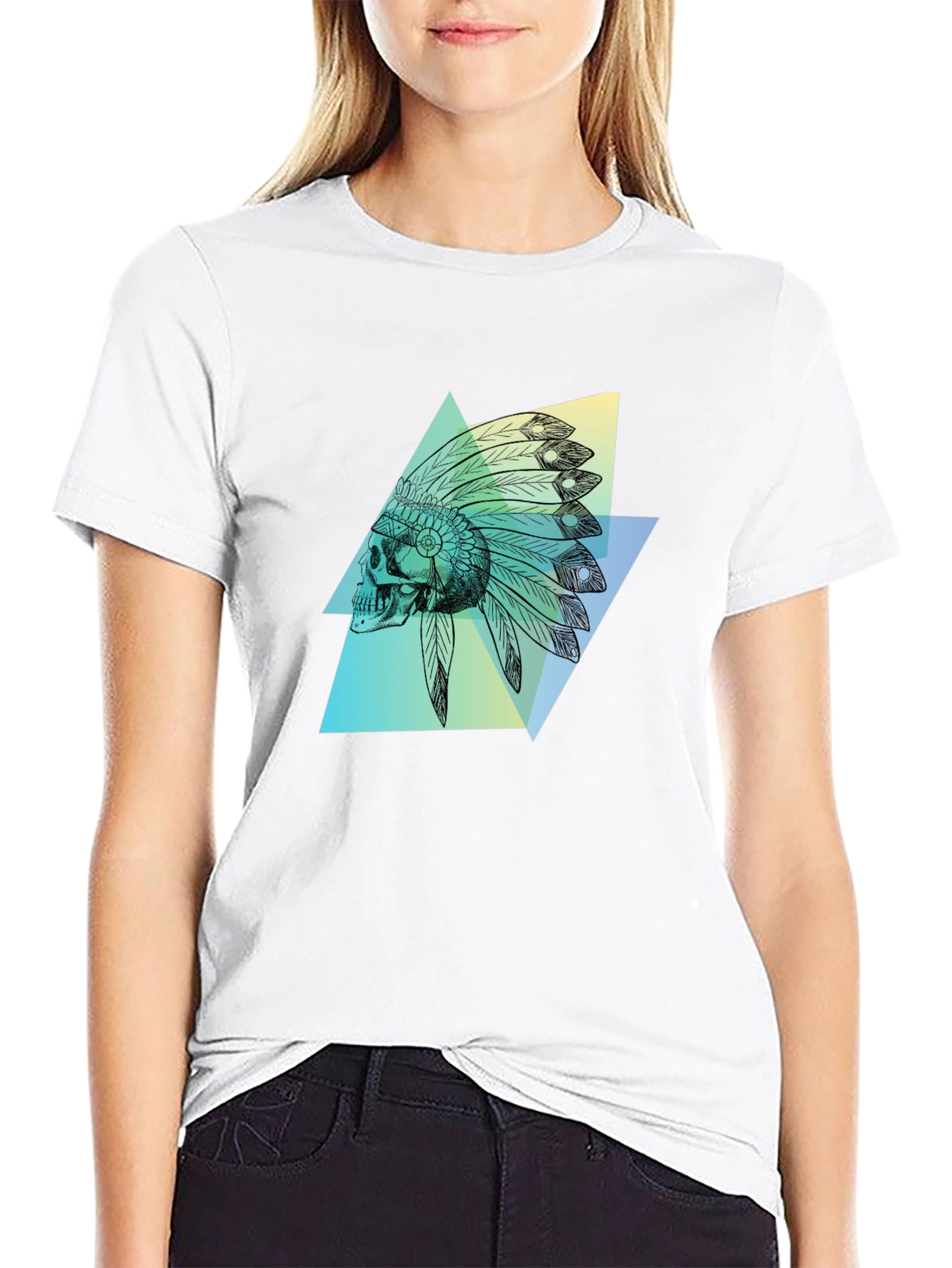 Skull Headdress Graphic Tee - Black