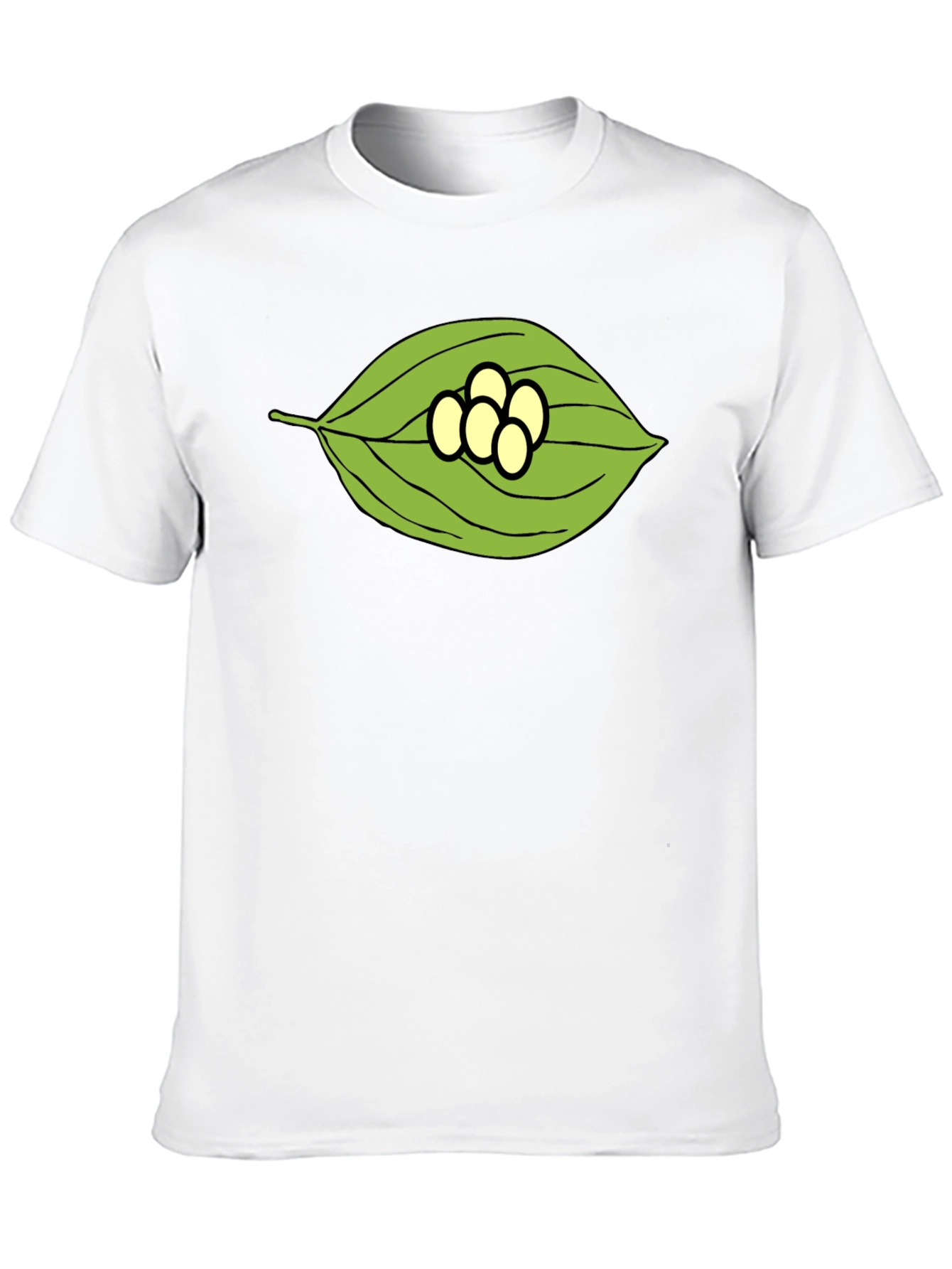 Leaf and Eggs Graphic Black T-Shirt
