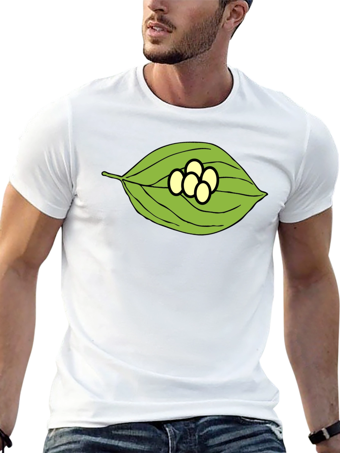 Leaf and Eggs Graphic Black T-Shirt