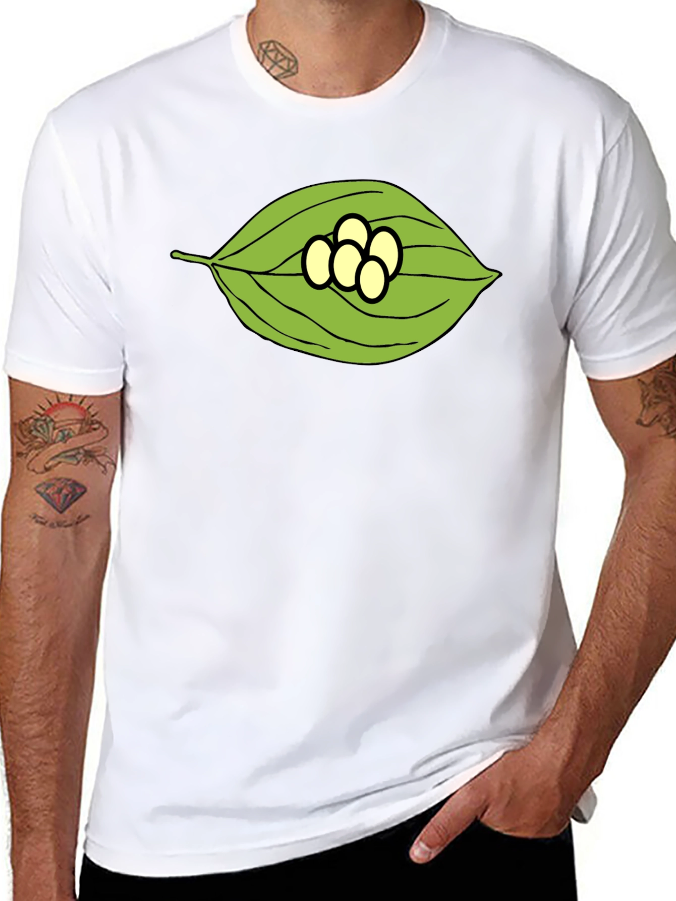 Leaf and Eggs Graphic Black T-Shirt