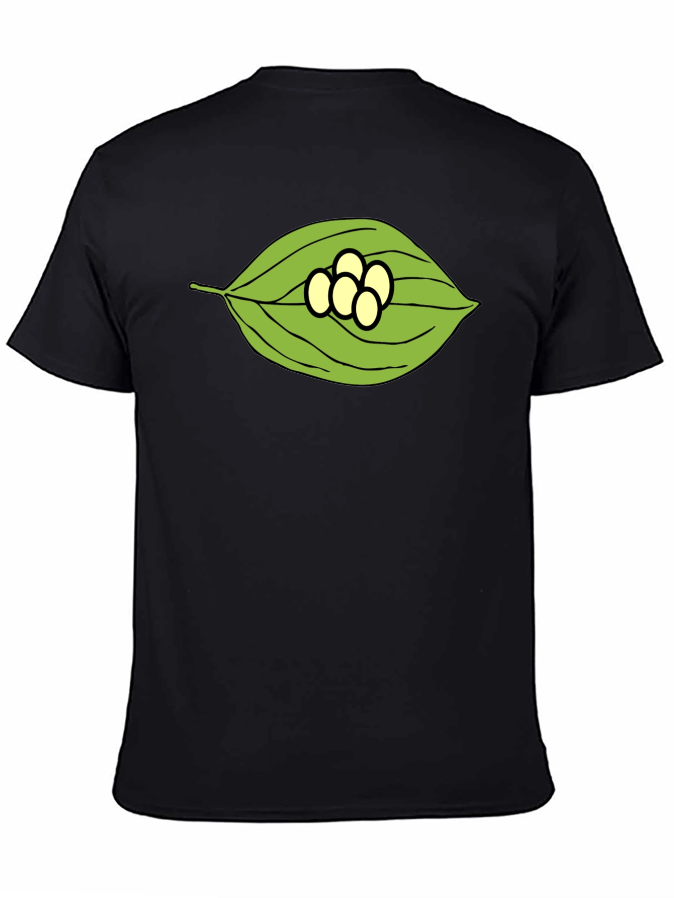 Leaf and Eggs Graphic Black T-Shirt