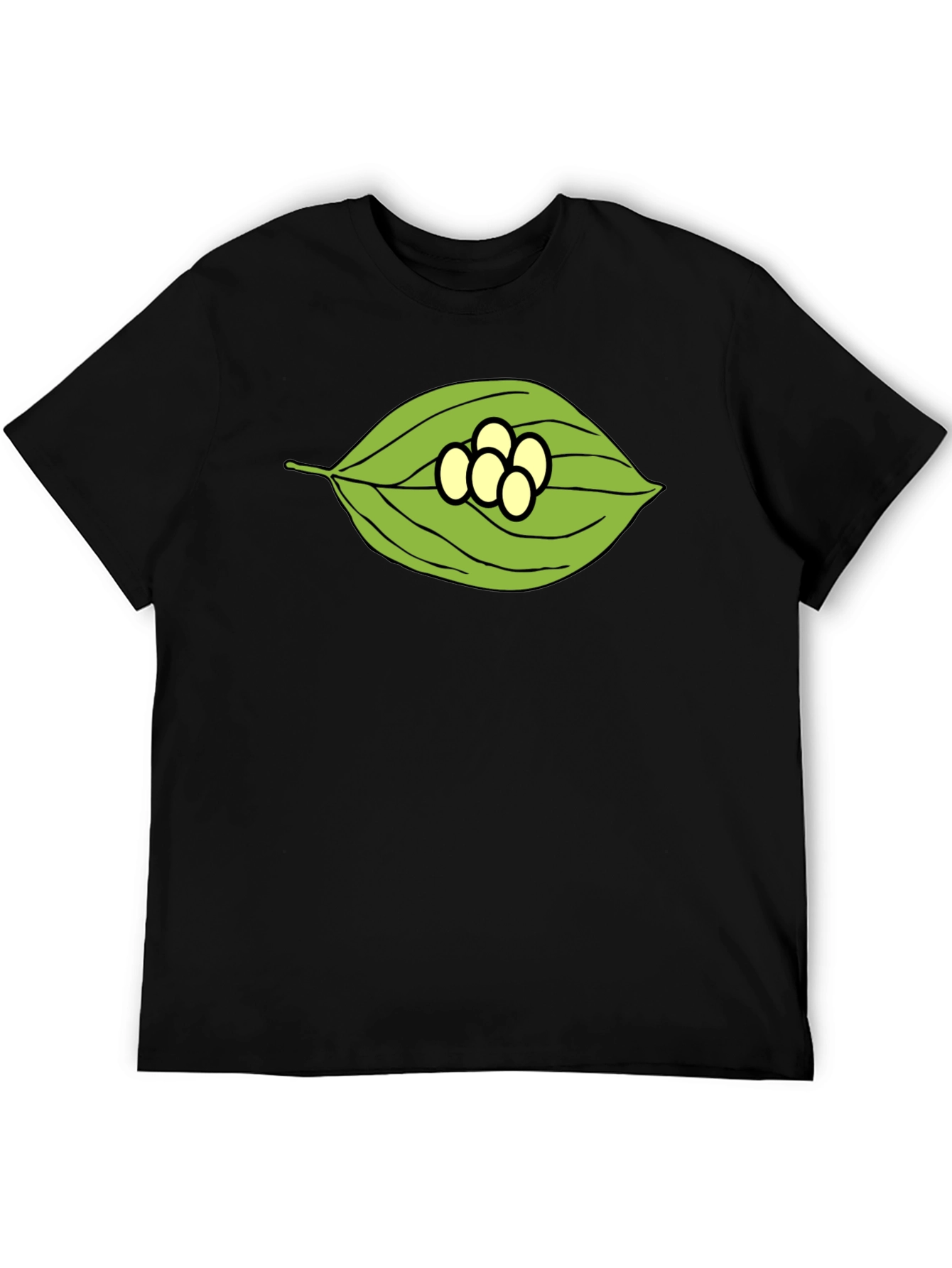 Leaf and Eggs Graphic Black T-Shirt