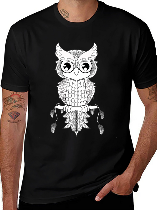 Owl Graphic Black T-Shirt - Mens Fashion