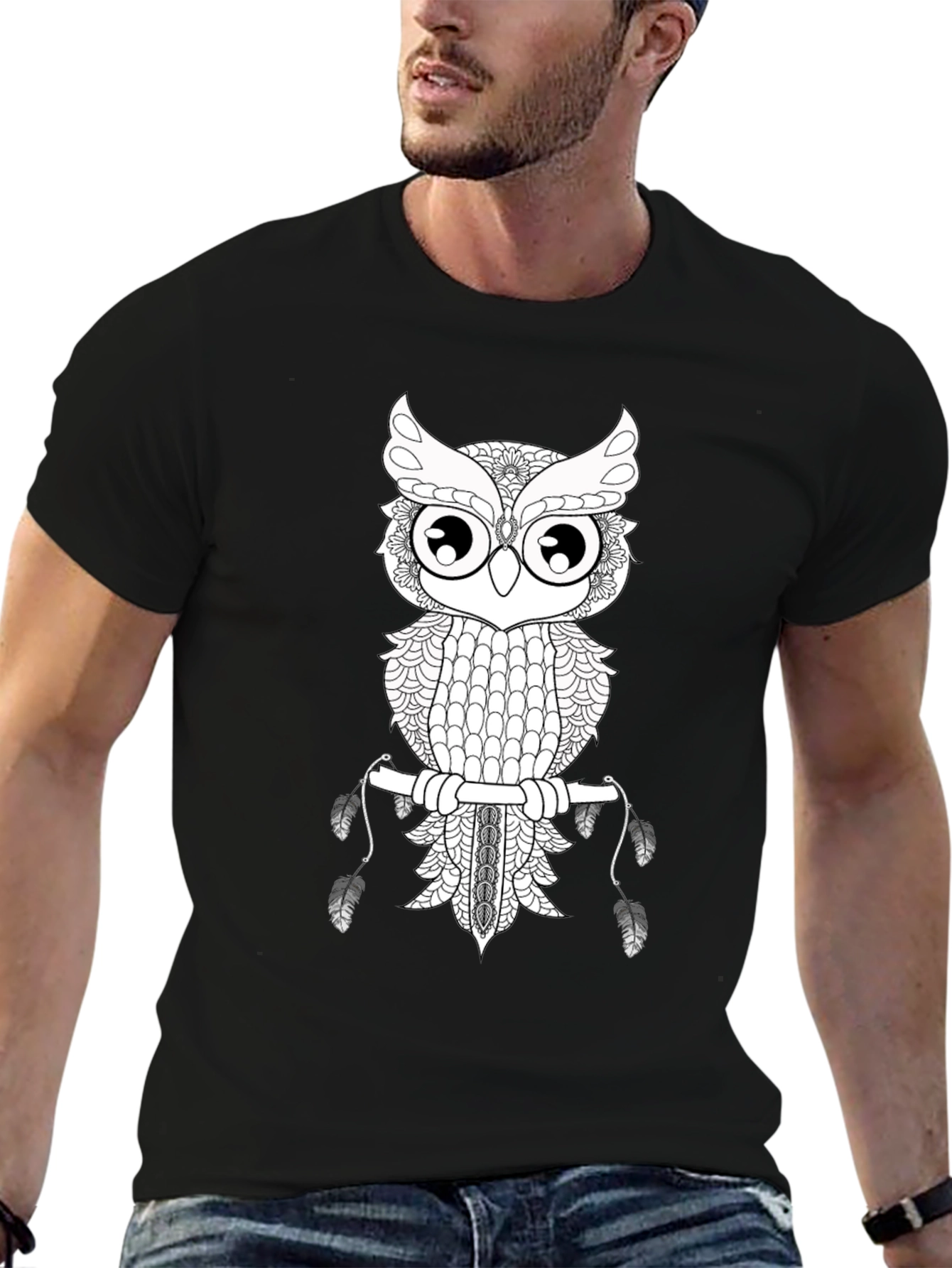 Owl Graphic Black T-Shirt - Mens Fashion