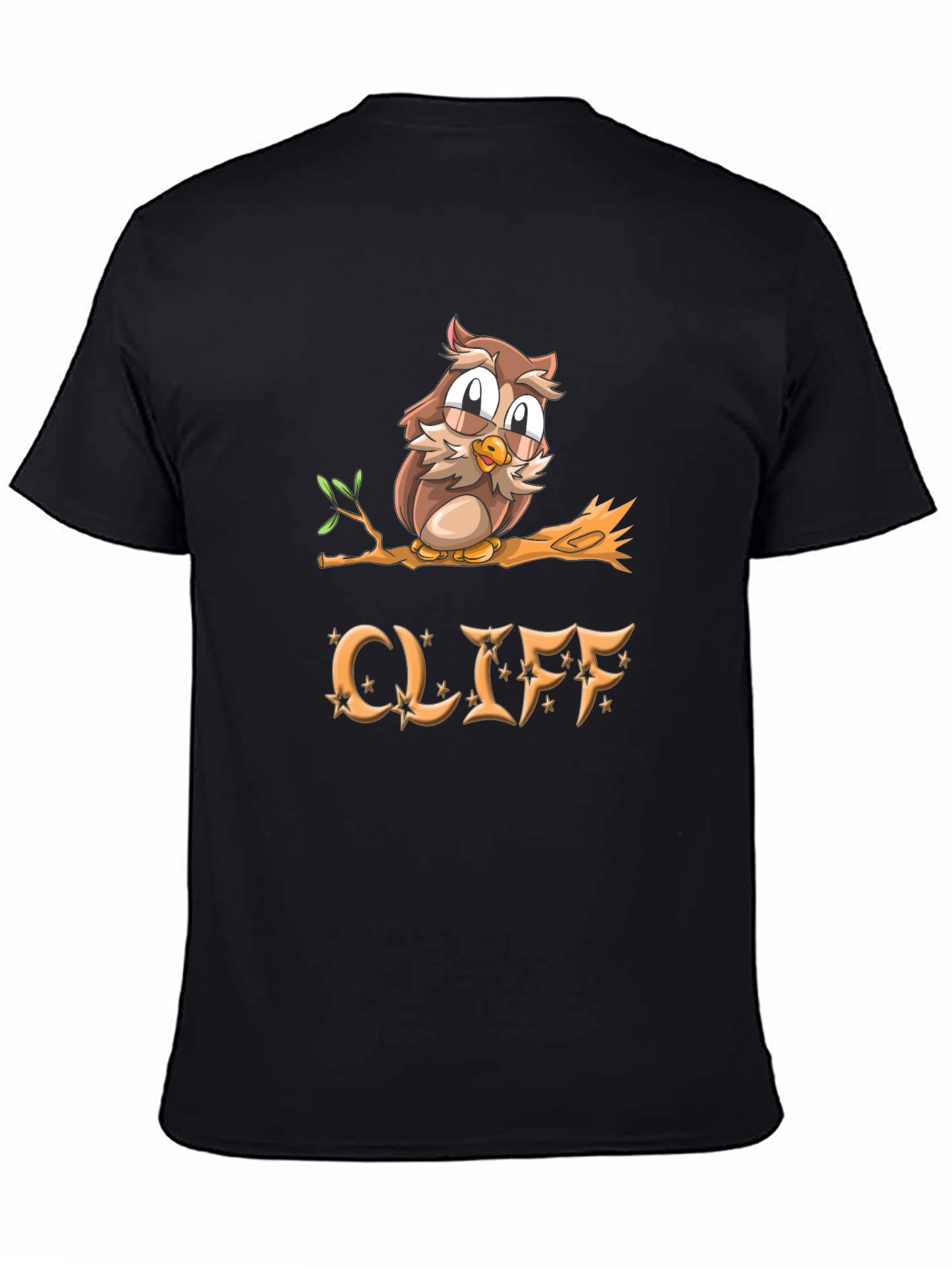 Cliff Owl Graphic Tee - Mens Black Cotton T-Shirt