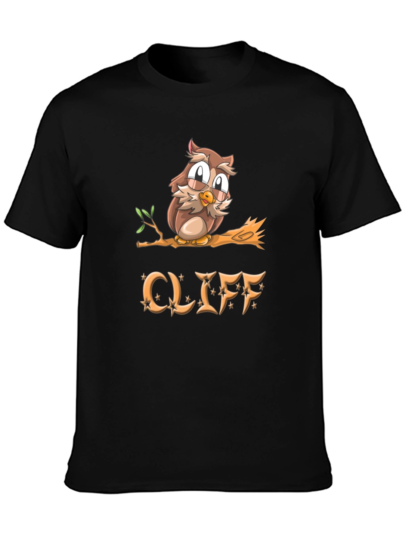 Cliff Owl Graphic Tee - Mens Black Cotton T-Shirt
