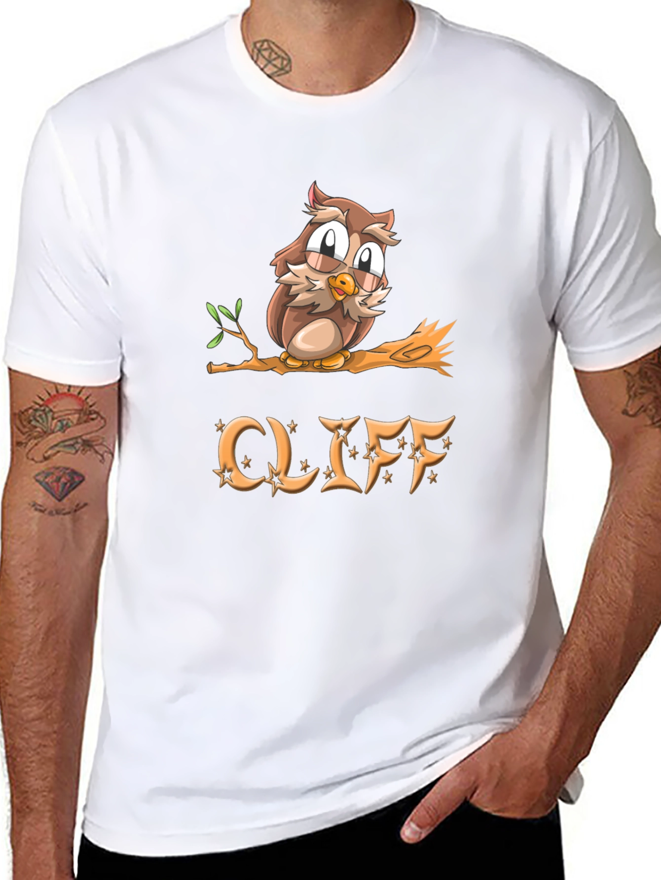 Cliff Owl Graphic Tee - Mens Black Cotton T-Shirt