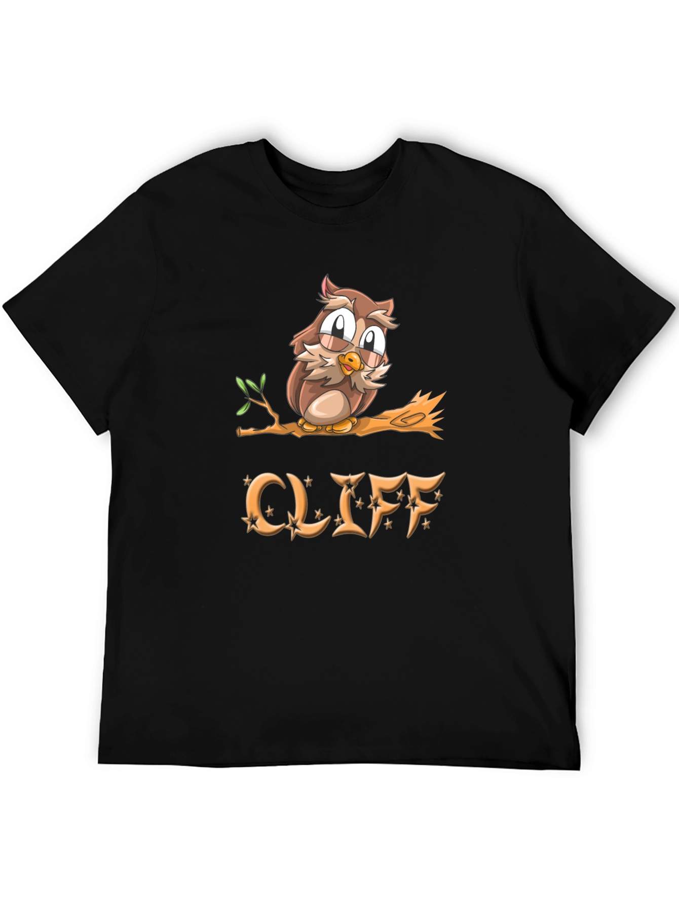 Cliff Owl Graphic Tee - Mens Black Cotton T-Shirt