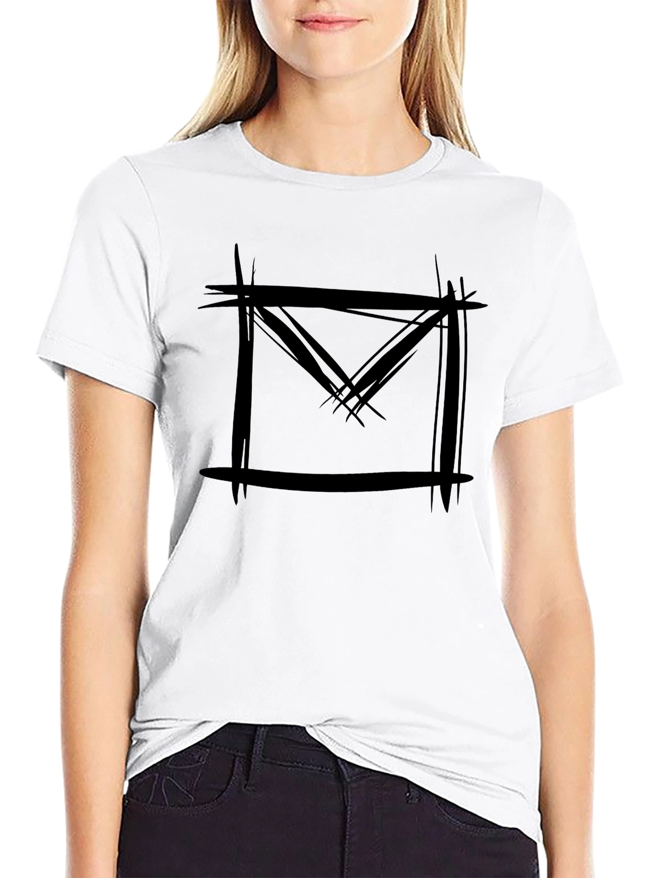 Abstract Black Graphic Tee - Edgy Streetwear