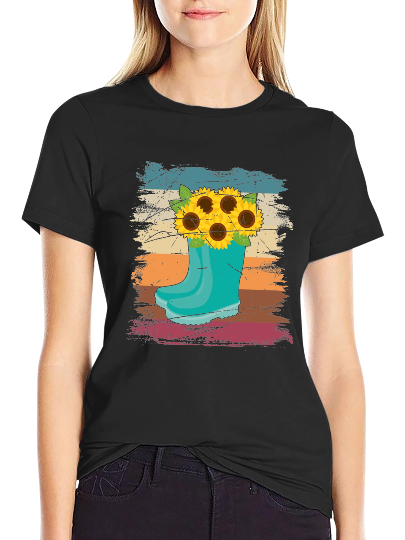 Sunflower in Boot Graphic T-Shirt
