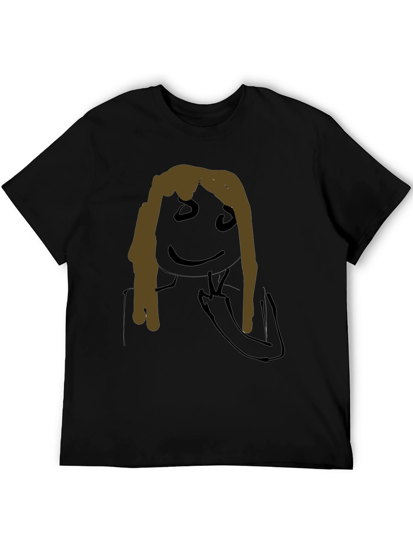 Unique Hand-Drawn Graphic Black T-Shirt