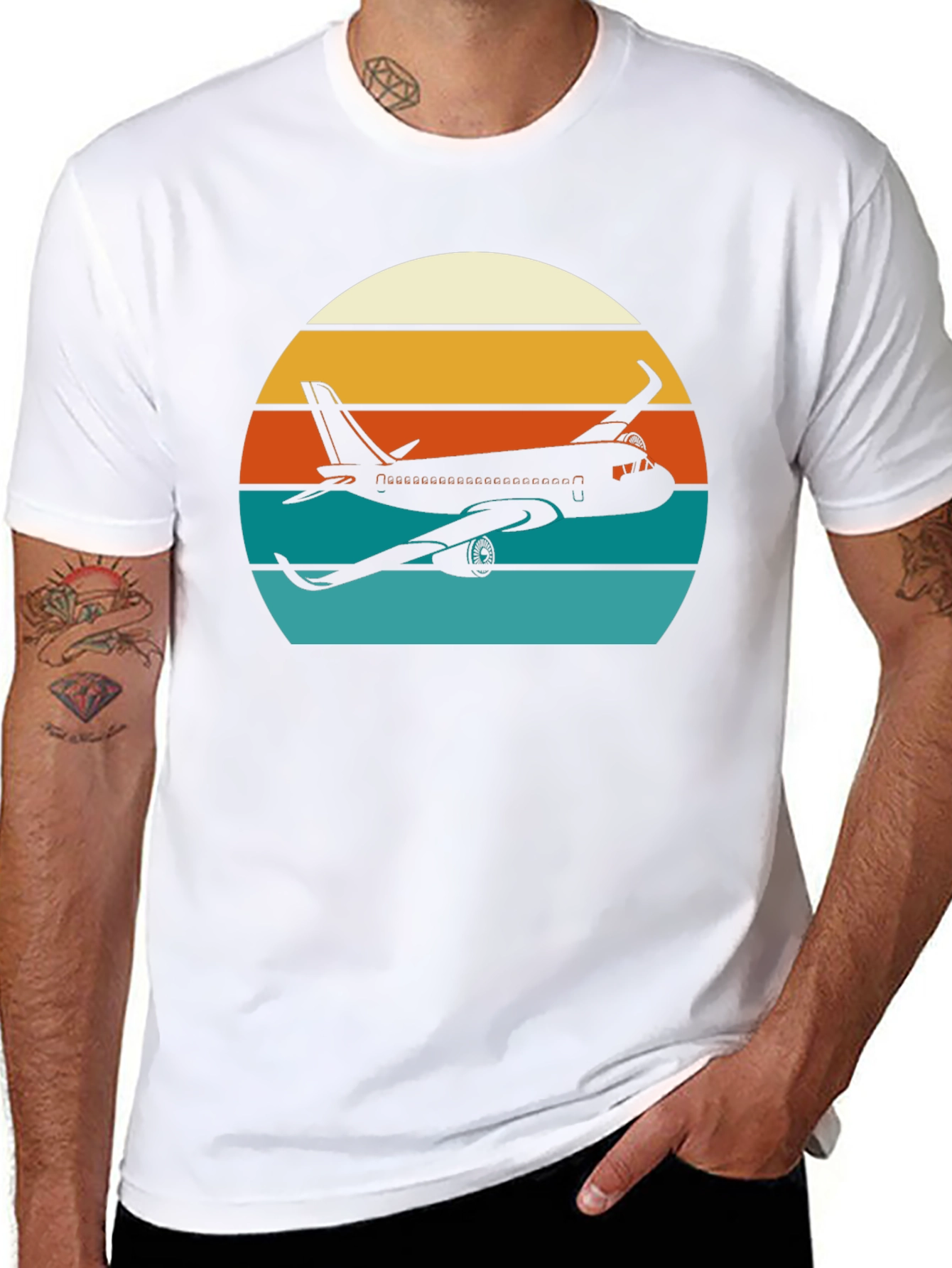 Retro Airplane Sunset Graphic Tee - Aviation Lover Shirt