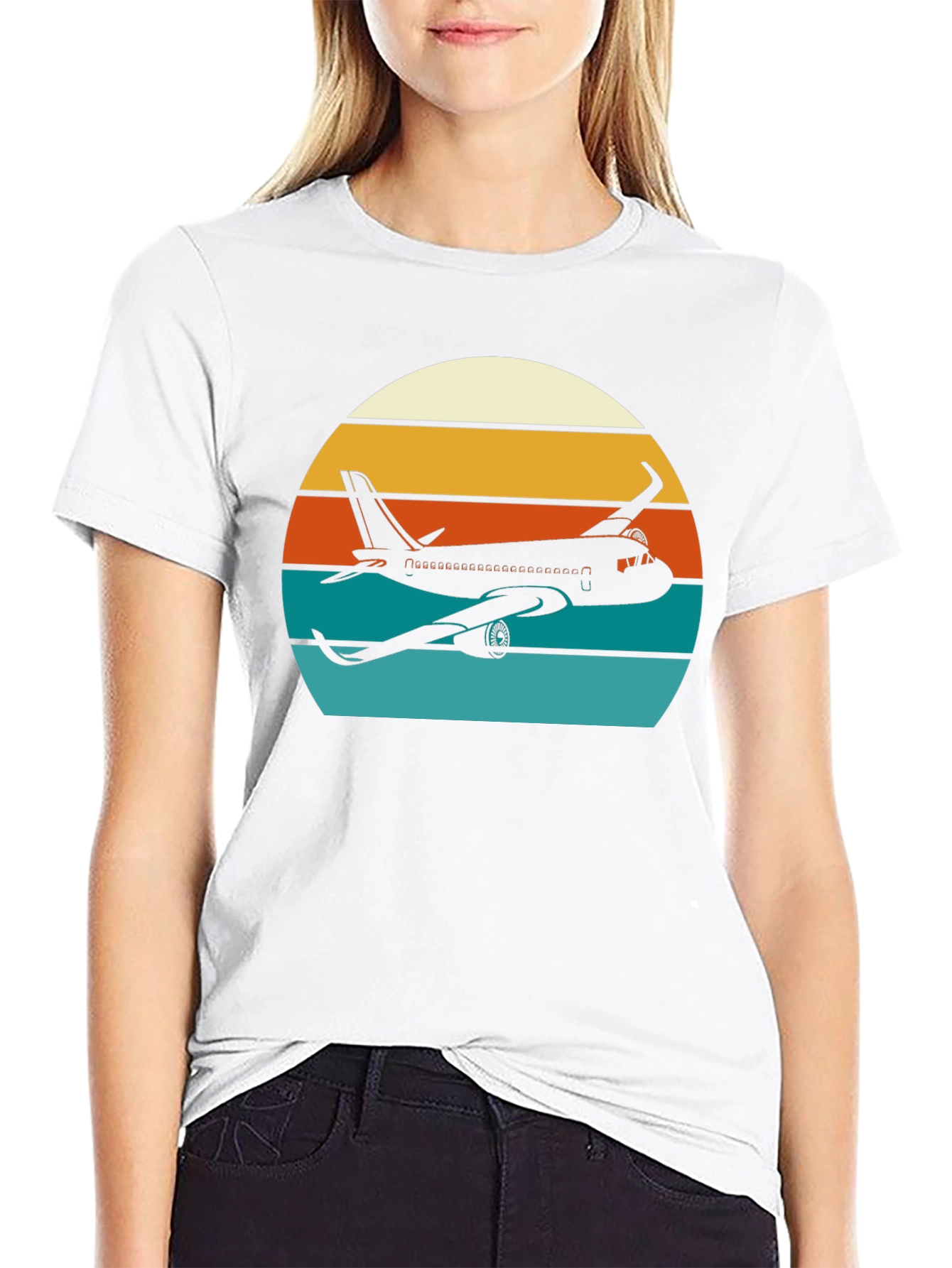 Retro Airplane Sunset Graphic Tee - Aviation Lover Shirt