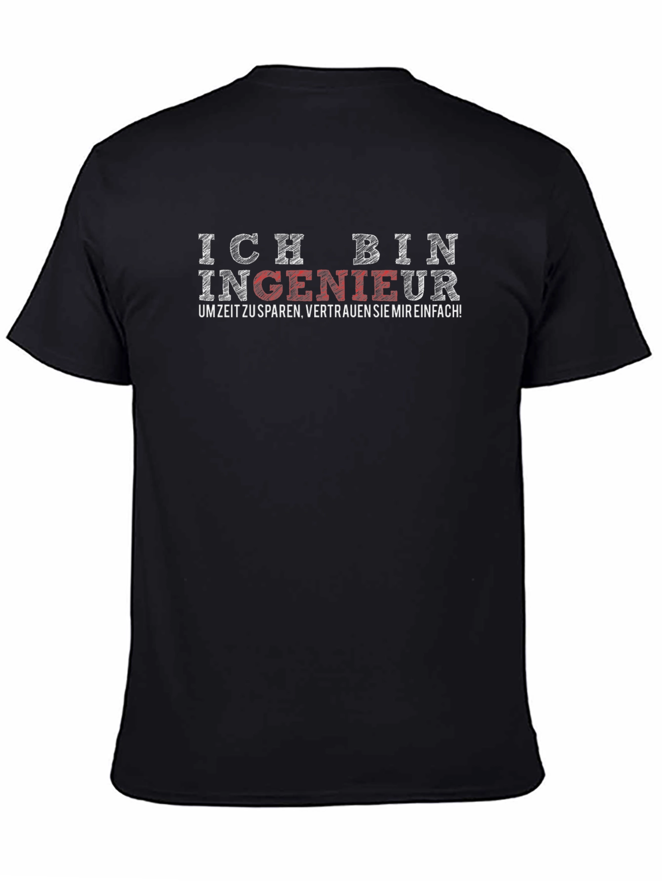 Ich Bin Ingenieur Black Graphic T-Shirt