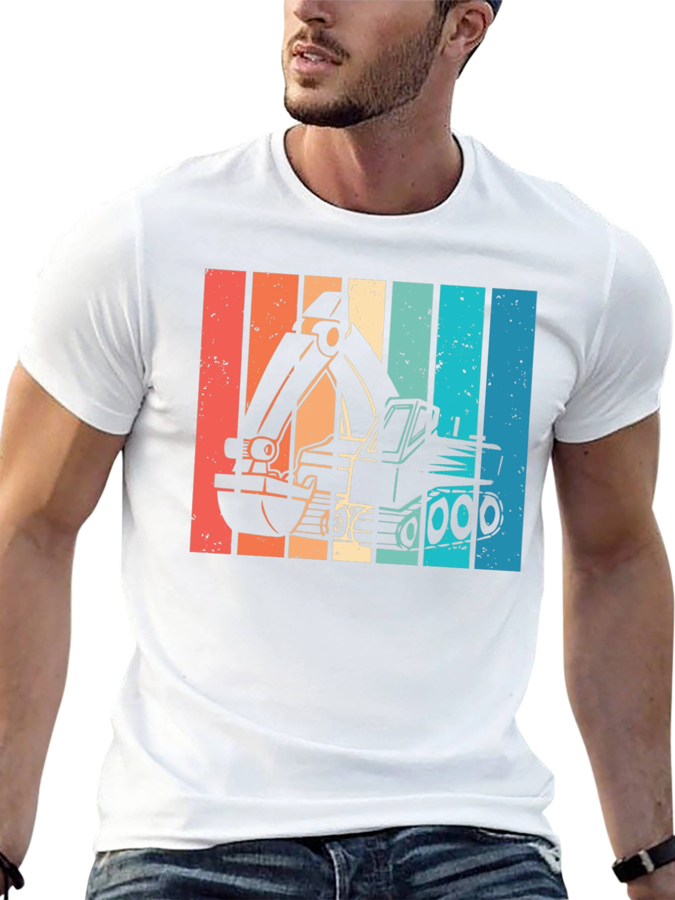 Retro Excavator Graphic T-Shirt