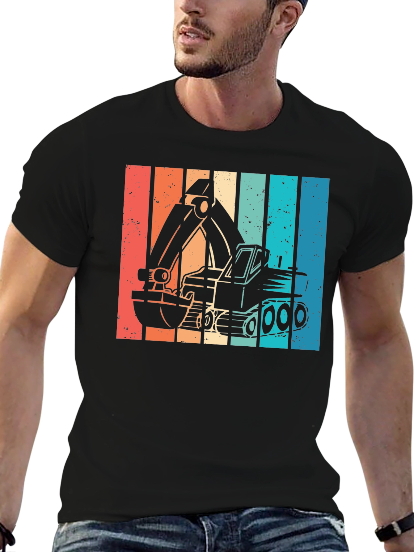 Retro Excavator Graphic T-Shirt