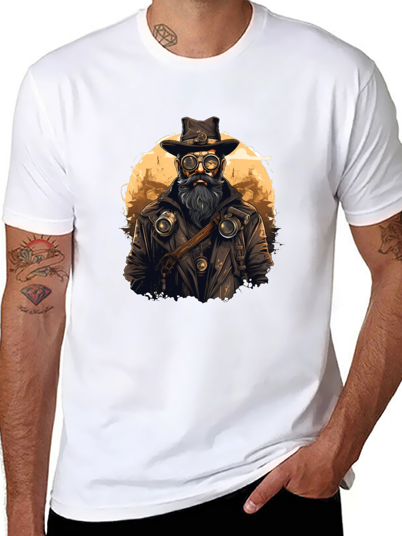 Steampunk Style Graphic Tee - Black