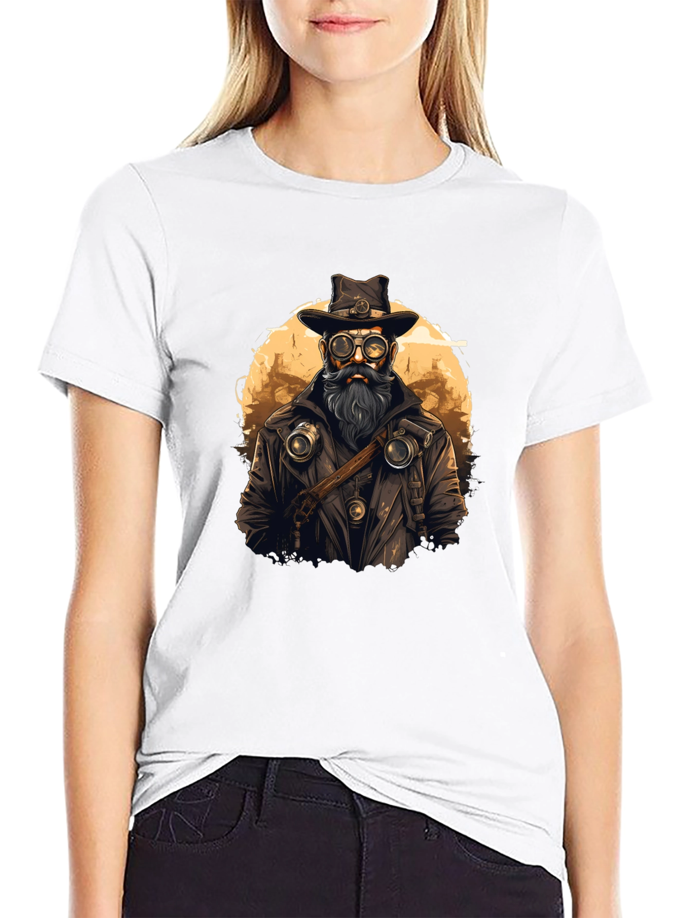 Steampunk Style Graphic Tee - Black