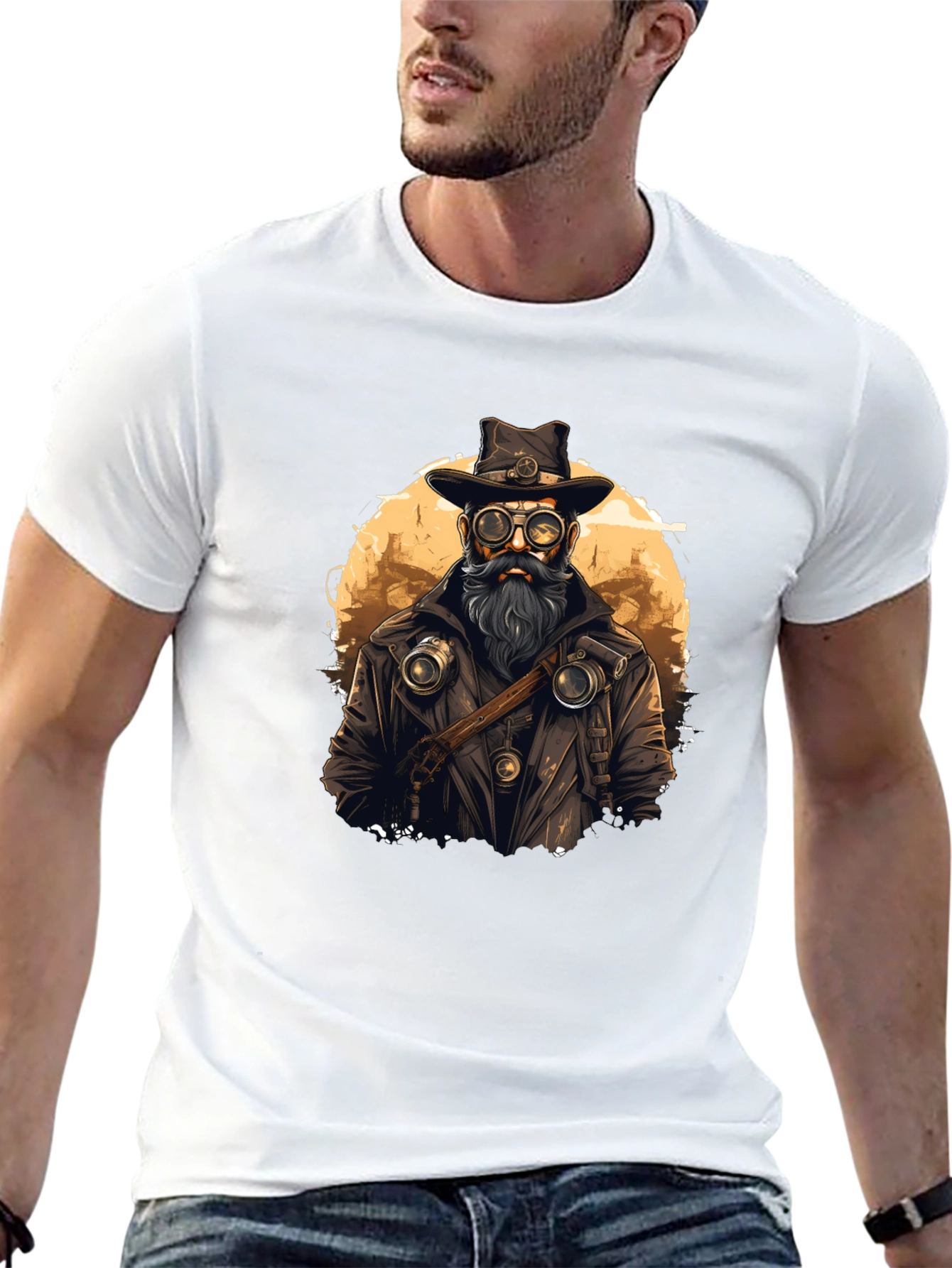 Steampunk Style Graphic Tee - Black