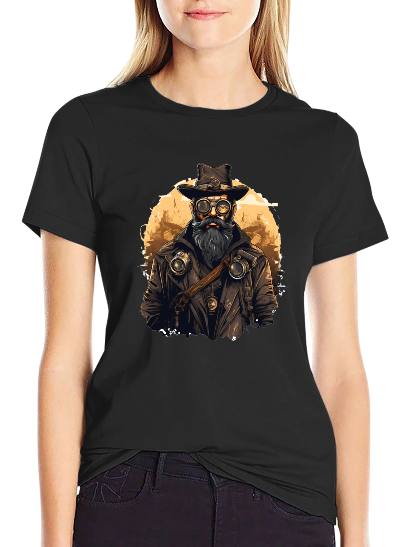 Steampunk Style Graphic Tee - Black